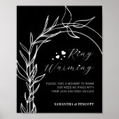 Romantische Black Rings Erwärmung Wedding Sign Poster (Vorne)