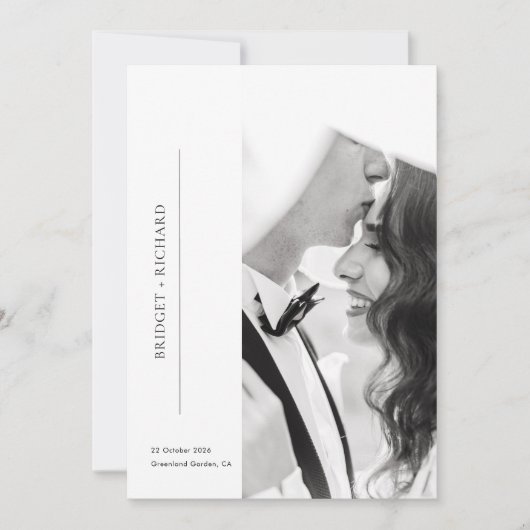 Romantische Black-Tie-Foto-Hochzeit Einladung (Vorderseite)