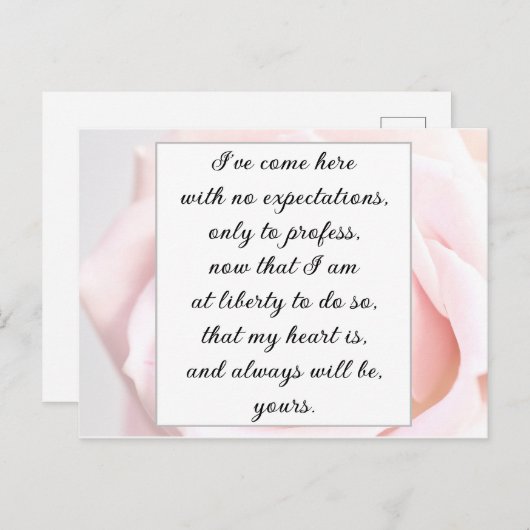 Romantische, blassrosa, florale Jane Austen Liebe  Postkarte (Vorne/Hinten)