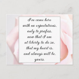 Romantische, blassrosa, florale Jane Austen Liebe  Postkarte