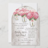 Romantische blassrosa Mason Jar Firefly Hochzeit Einladung (Vorderseite)