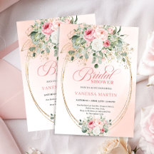 Romantische blassrosa Rosen Brautparty-Einladung