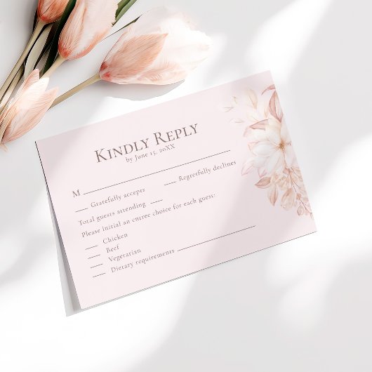 Romantische, blassrosa Roses Wedding RSVP Card Dankeskarte