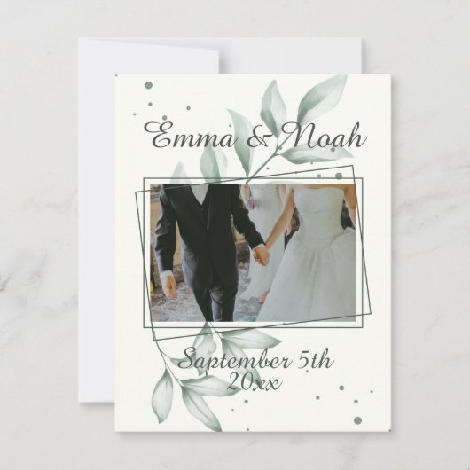 Romantische Blätter Fotovorlage Hochzeit Vielen Da Save The Date (Vorderseite)