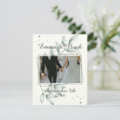 Romantische Blätter Fotovorlage Hochzeit Vielen Da Save The Date (Stehend Vorderseite)