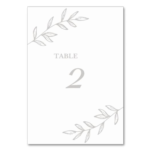 Romantische Blätter Hochzeit Tischnummer (Vorderseite)