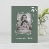 Romantische Blätter Save the Date Foto Einladung (Stehend Vorderseite)