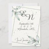 Romantische Blätter Save the Date Foto Einladung (Rückseite)