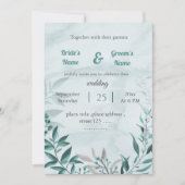 Romantische blaue Blätter Blumen Hochzeit Einladun Einladung (Vorderseite)