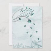 Romantische blaue Blätter Blumen Hochzeit Einladun Einladung (Rückseite)