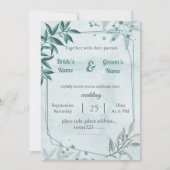 romantische blaue Blätter Blumenzwiebelhochzeit Einladung (Vorderseite)
