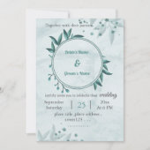 romantische blaue Blätter Blumenzwiebelhochzeit Einladung (Vorderseite)