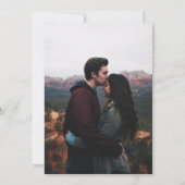 Romantische blaue Blume mit Foto Hochzeit Einladung (Rückseite)