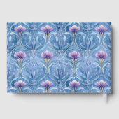 Romantische blaue Blumen Eleganz Gästebuch (Rückseite)