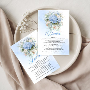 Romantische blaue Blumen Eukalyptus Hochzeitsdetai RSVP Karte