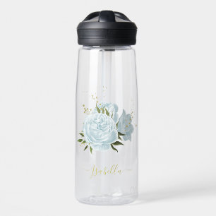 romantische blaue Blumen & grüne Blätter botanisc Trinkflasche