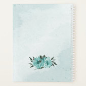 romantische blaue Blumen & grüne Blätter Hochzeit Planer (Rückseite)
