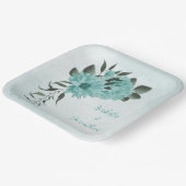 romantische blaue Blumen & grüne Blätter Pappteller (Gewinkelt)