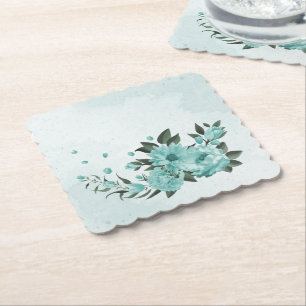 romantische blaue Blumen & grüne Blätter Untersetzer