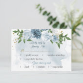 Romantische blaue Blumen, grüne Mahlzeit Wahl RSVP Karte (Stehend Vorderseite)