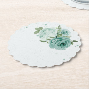romantische blaue Blumen grüne Papier-Unterlage Untersetzer