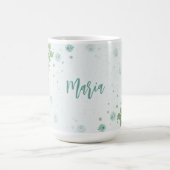 romantische blaue Blumen grüne Tasse (Mittel)