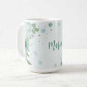 romantische blaue Blumen grüne Tasse (Vorderseite Links)
