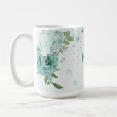 romantische blaue Blumen grüne Tasse (Links)