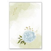 Romantische blaue Blumen, Grünpflanzen Tischnummer (Rückseite)