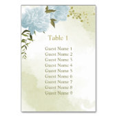 Romantische blaue Blumen, Grünpflanzen Tischnummer (Vorderseite)