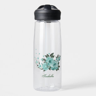 romantische blaue Blumen und grüne Blätter Trinkflasche