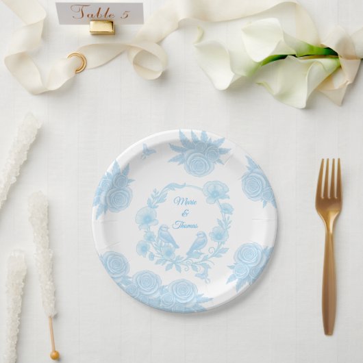 Romantische blaue Blumenhochzeit Pappteller (Hochzeit)