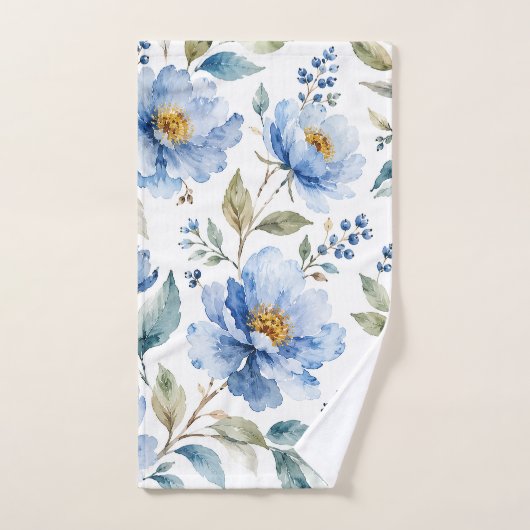 Romantische blaue Blüten Badhandtuch Set (Handtuch)