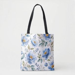 Romantische blaue Blüten Tasche