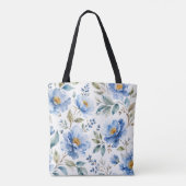 Romantische blaue Blüten Tasche (Rückseite)