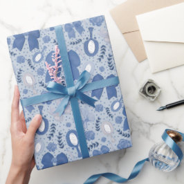 Romantische blaue Bögen und Rose Geschenkpapier