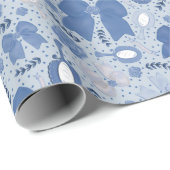 Romantische blaue Bögen und Rose Geschenkpapier (Rolleneckpunkt)