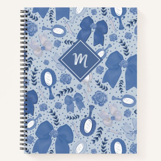 Romantische blaue Bögen und Rose Notizblock (Vorderseite)