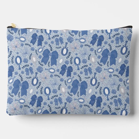 Romantische blaue Bögen und Rose Zubehörtasche (Vorderseite)