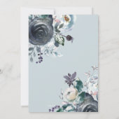 Romantische Blaue Flora und Goldene Taufe Einladung (Rückseite)