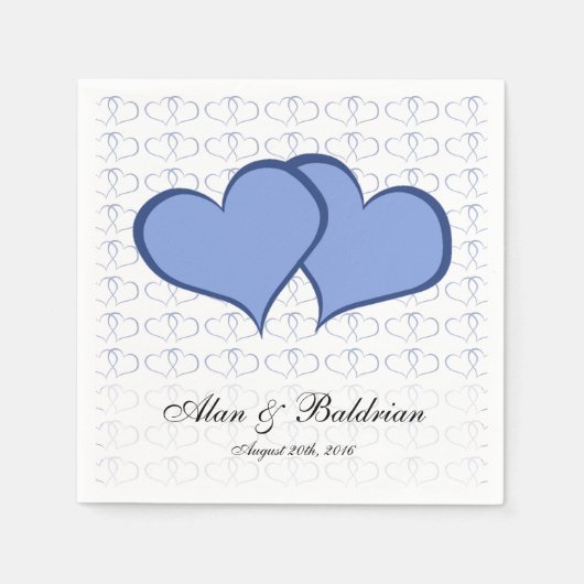 Romantische blaue Herzen Grafischer Er Custom Text Serviette (Vorderseite)