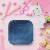 Romantische blaue Himmelsterne Pappteller (Party)