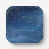 Romantische blaue Himmelsterne Pappteller (Vorderseite)