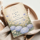 Romantische Blaue Hortensien-Hochzeit Save The Date