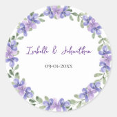 Romantische Blaue Hydrangea-Blüten-Trauung Runder Aufkleber (Vorderseite)