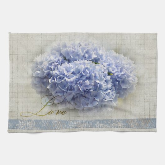 Romantische blaue Hydrangeas Geschirrtuch (Horizontal)
