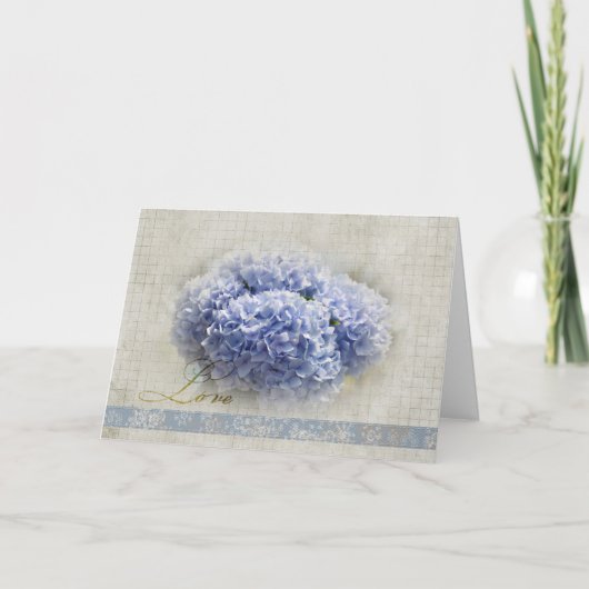 Romantische Blaue Hydrangeas Karte (Vorderseite)