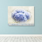 Romantische Blaue Hydrangeas Leinwanddruck (Insitu (Holzboden))