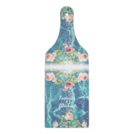 Romantische blaue, kundenspezifische Namen Schneidebrett