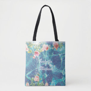 Romantische blaue, kundenspezifische Namen Tasche